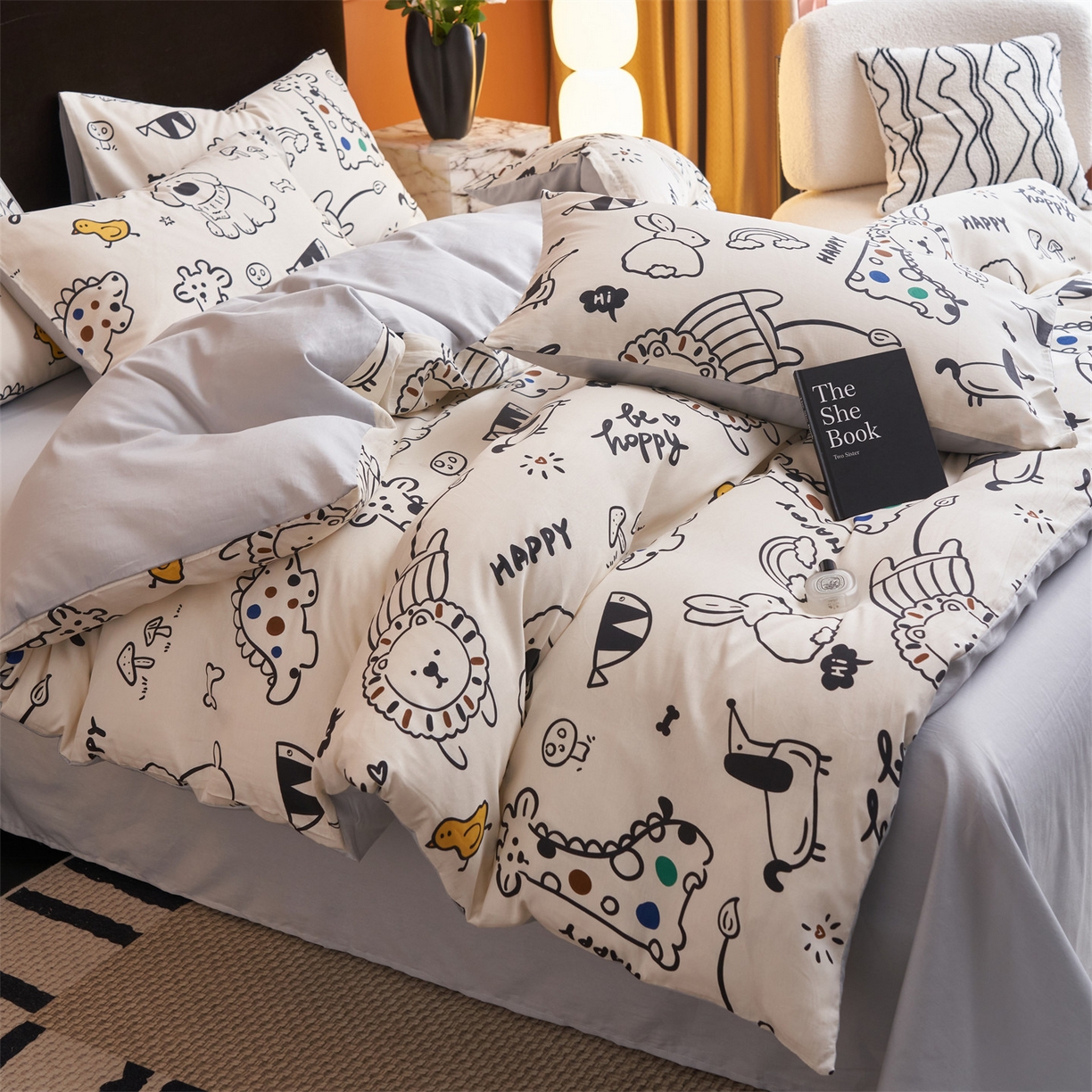 91家纺网 家纺一手货源 找家纺 恒爱家纺 2026新款全棉12868印花四件套 欢乐谷