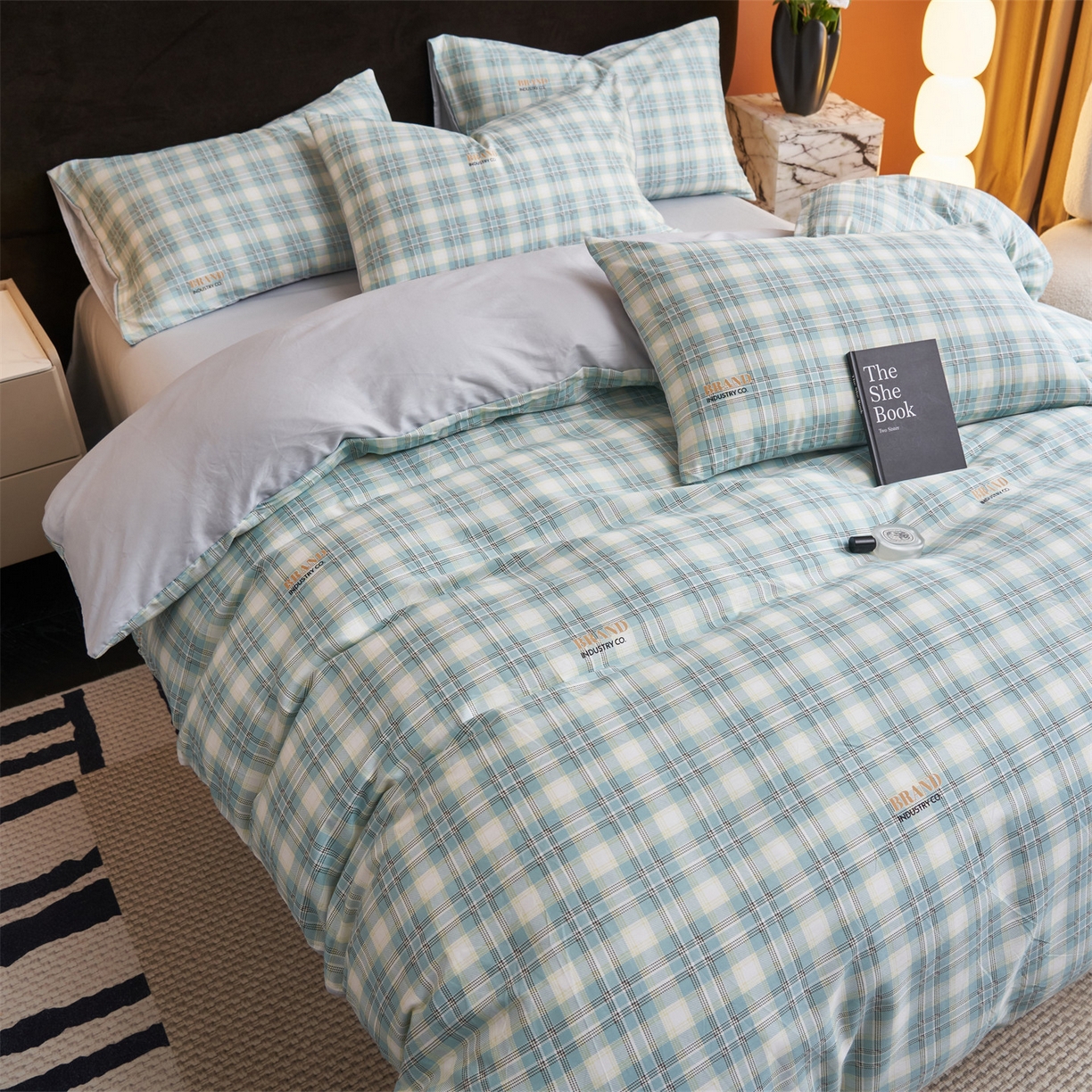 91家纺网 家纺一手货源 找家纺 恒爱家纺 2026新款全棉12868印花四件套 保罗骑士绿