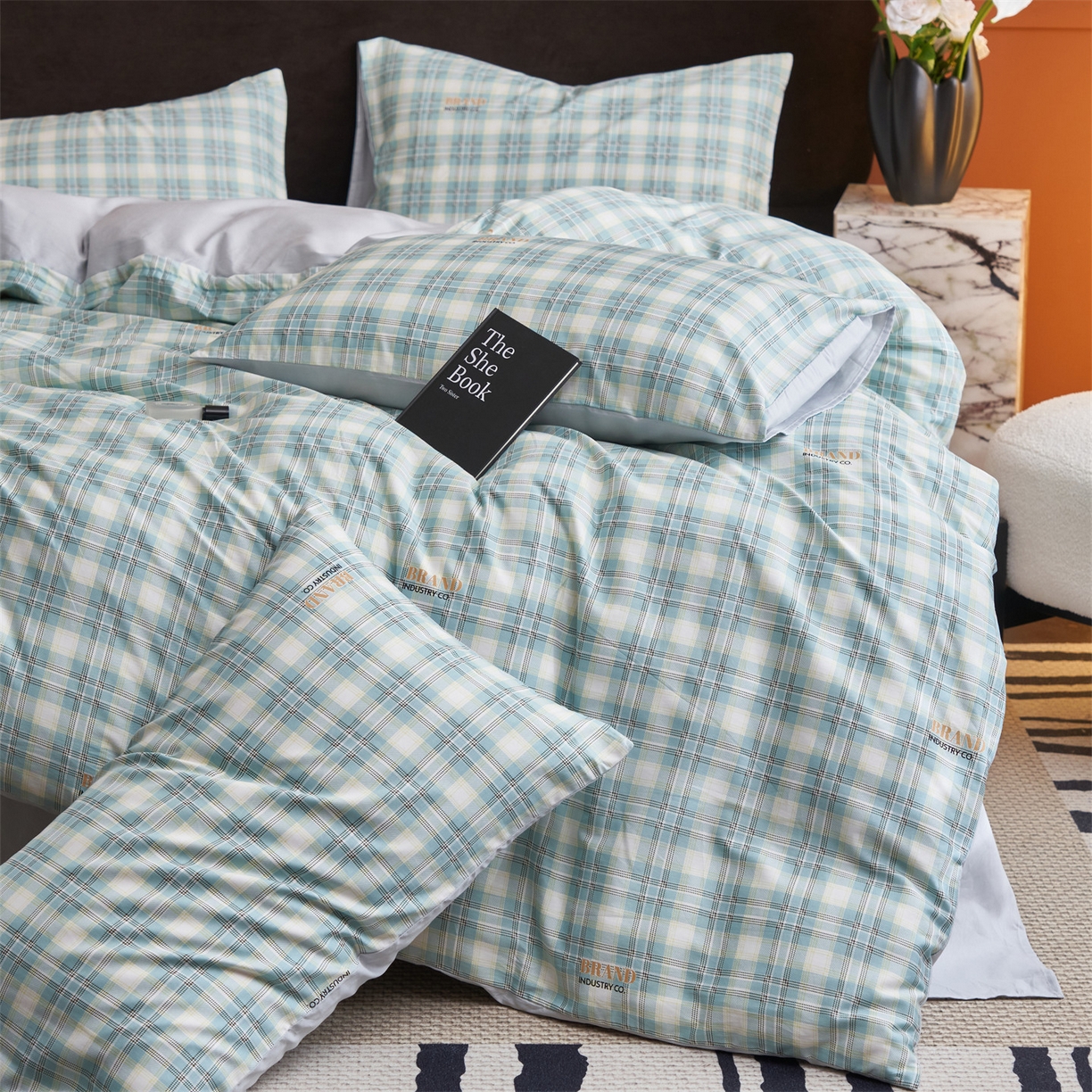 91家纺网 家纺一手货源 找家纺 恒爱家纺 2026新款全棉12868印花四件套 保罗骑士绿