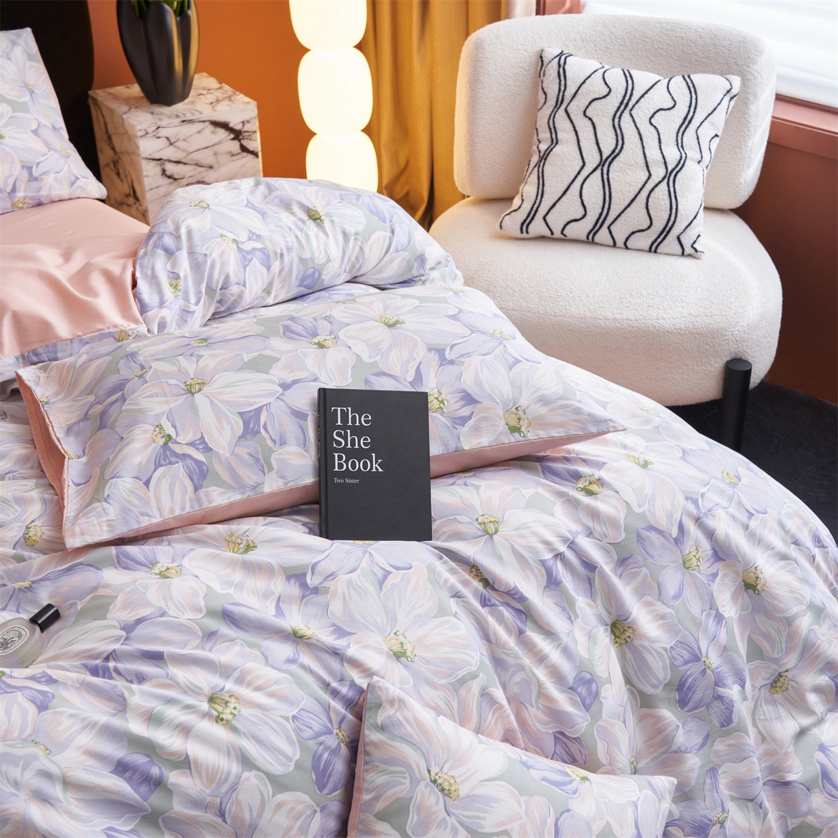 91家纺网 家纺一手货源 找家纺 恒爱家纺 2026新款全棉12868印花四件套 一夜芳华蓝