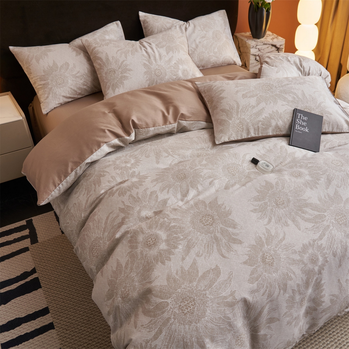 91家纺网 家纺一手货源 找家纺 恒爱家纺 2026新款全棉12868印花四件套 葵花恋