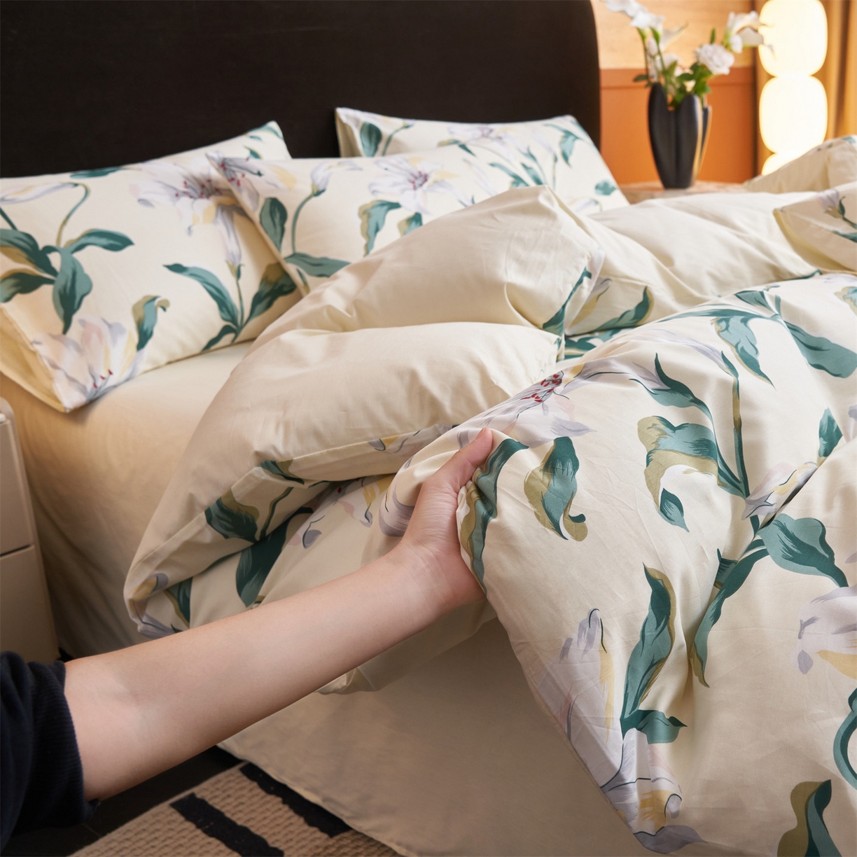 91家纺网 家纺一手货源 找家纺 恒爱家纺 2026新款全棉12868印花四件套 陌上花开