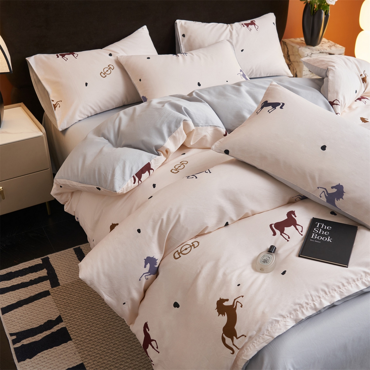 91家纺网 家纺一手货源 找家纺 恒爱家纺 2026新款全棉12868印花四件套 马到成功