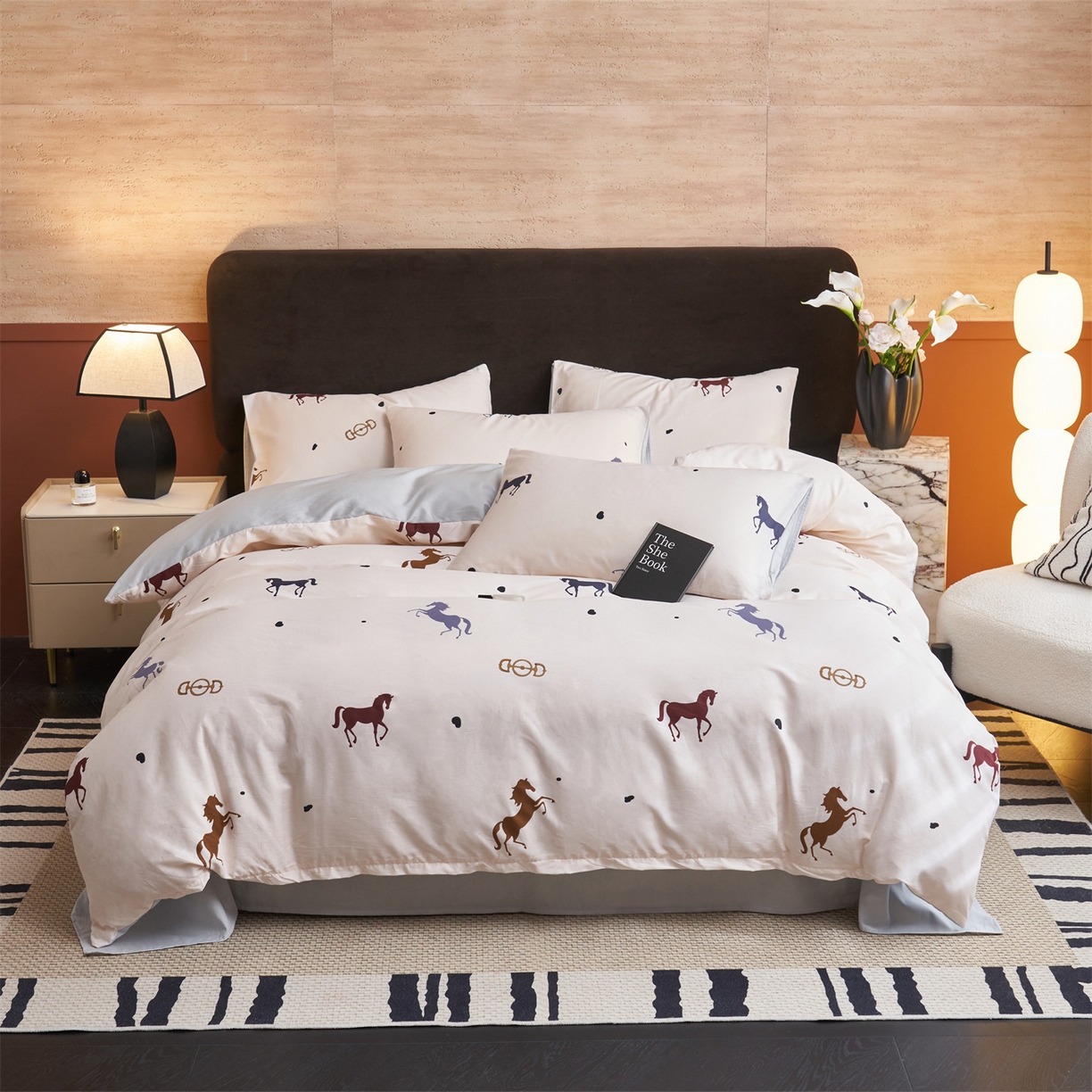 恒爱家纺 2026新款全棉12868印花四件套 马到成功