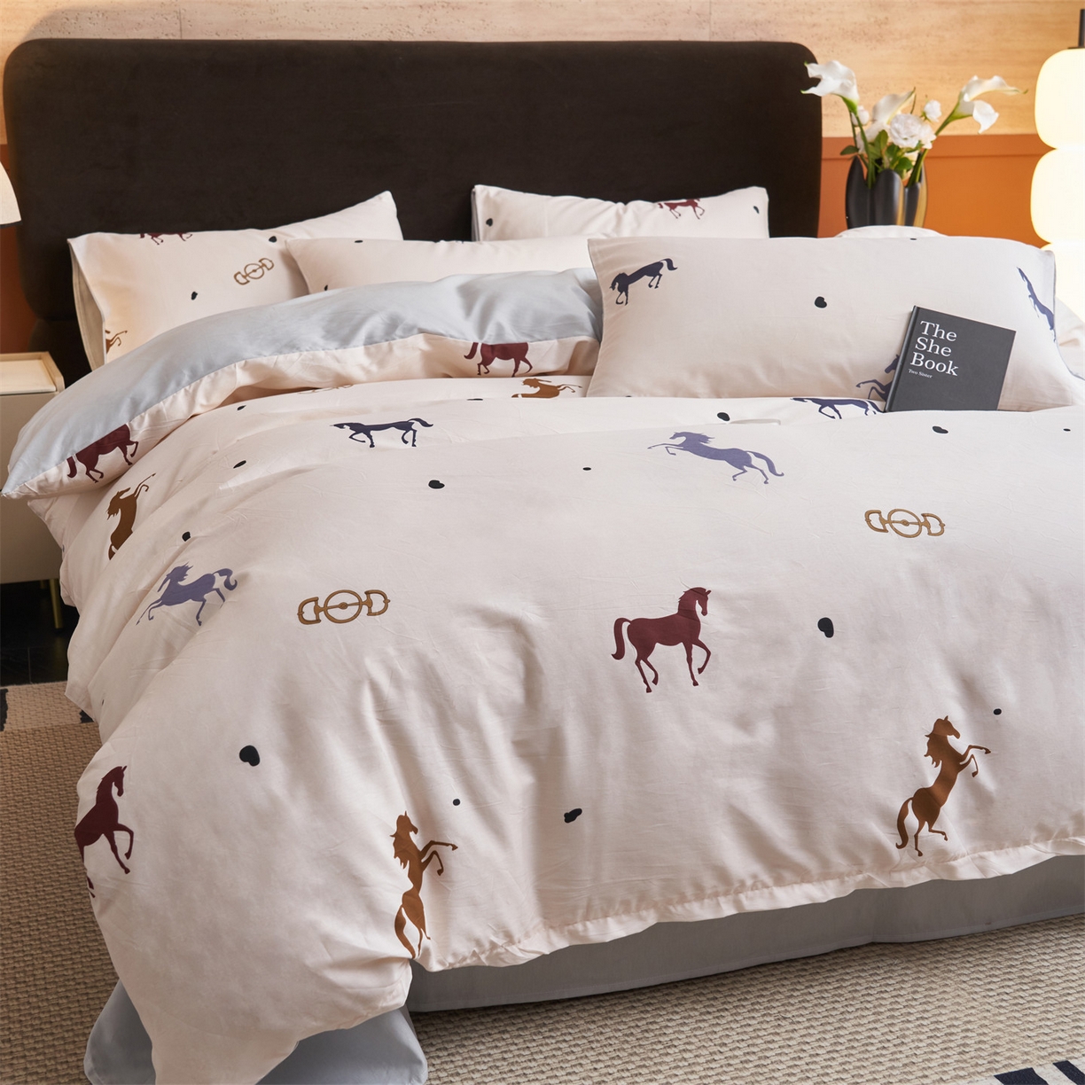 91家纺网 家纺一手货源 找家纺 恒爱家纺 2026新款全棉12868印花四件套 马到成功