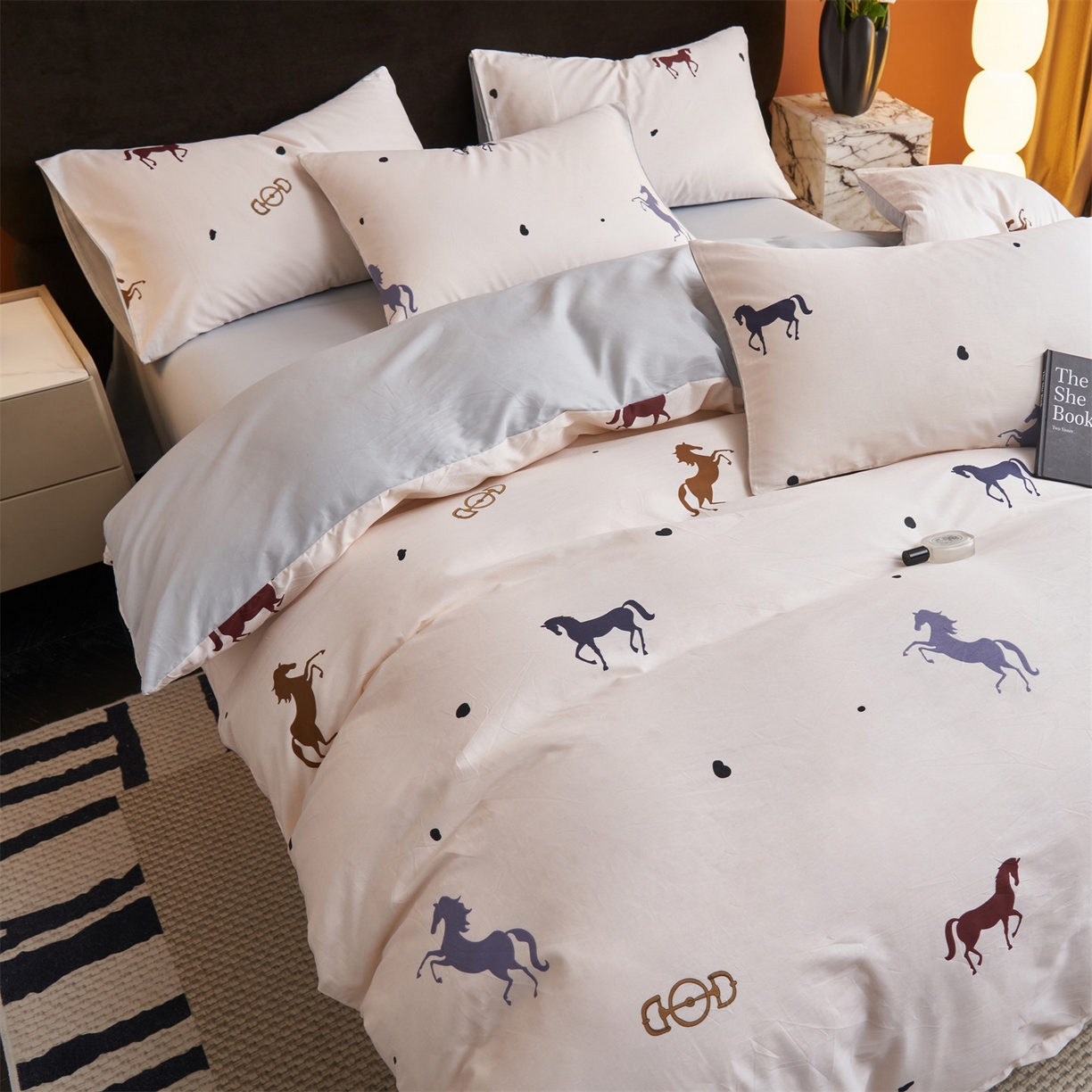 91家纺网 家纺一手货源 找家纺 恒爱家纺 2026新款全棉12868印花四件套 马到成功