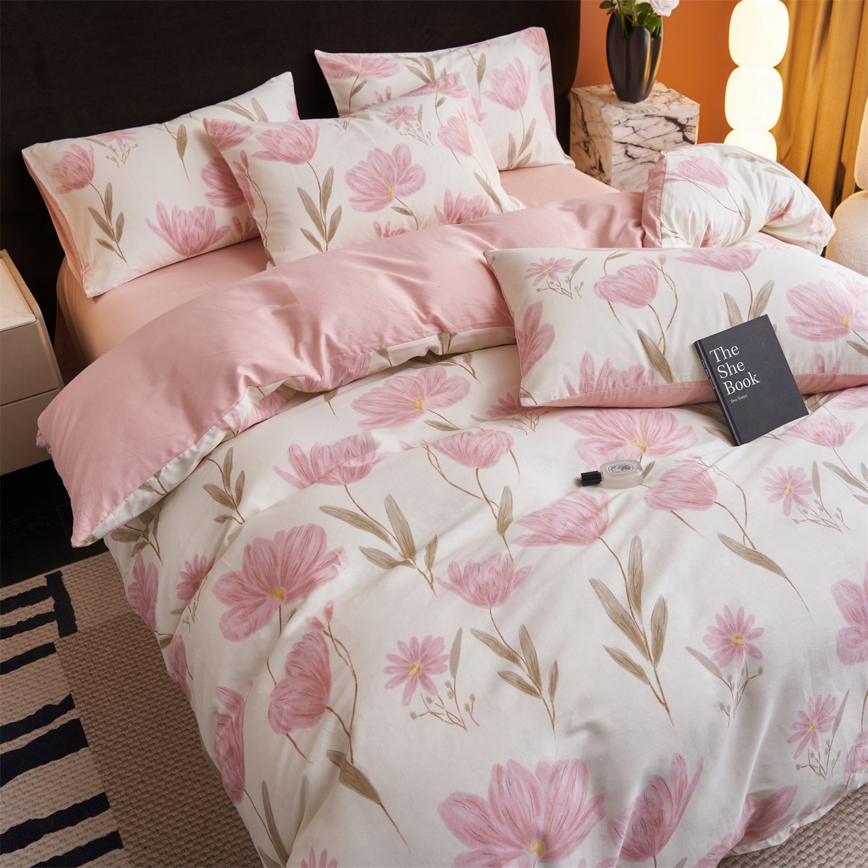 91家纺网 家纺一手货源 找家纺 恒爱家纺 2026新款全棉12868印花四件套 荷塘月色