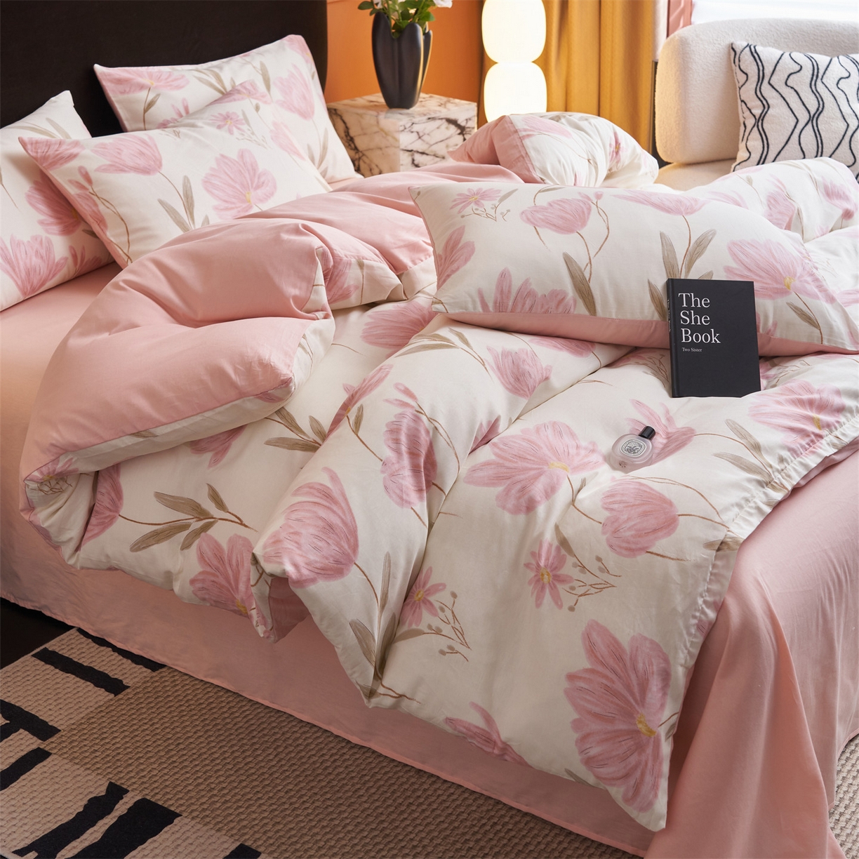 91家纺网 家纺一手货源 找家纺 恒爱家纺 2026新款全棉12868印花四件套 荷塘月色