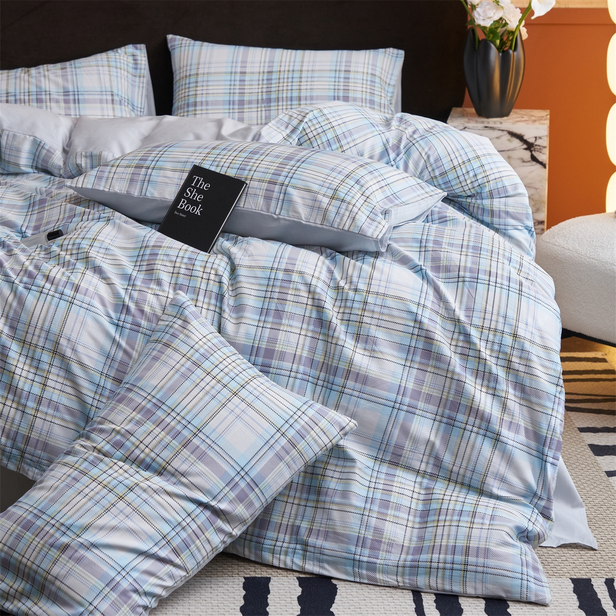 91家纺网 家纺一手货源 找家纺 恒爱家纺 2026新款全棉12868印花四件套 西西里-蓝