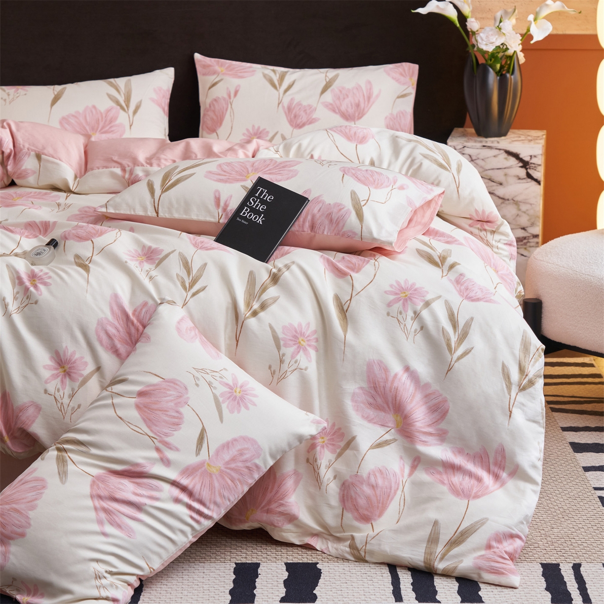 91家纺网 家纺一手货源 找家纺 恒爱家纺 2026新款全棉12868印花四件套 荷塘月色