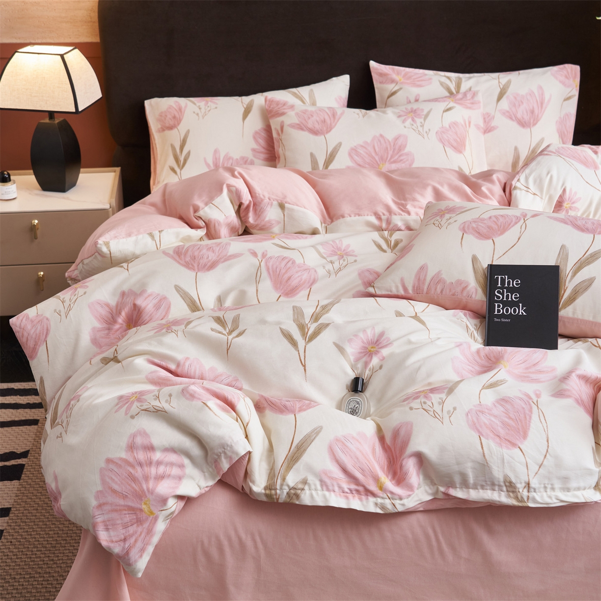 91家纺网 家纺一手货源 找家纺 恒爱家纺 2026新款全棉12868印花四件套 荷塘月色