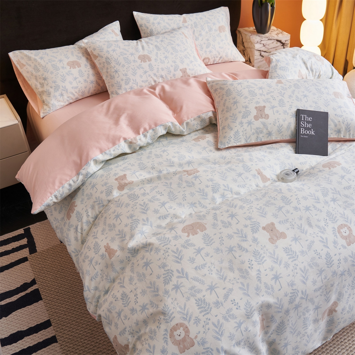 91家纺网 家纺一手货源 找家纺 恒爱家纺 2026新款全棉12868印花四件套 森林小镇