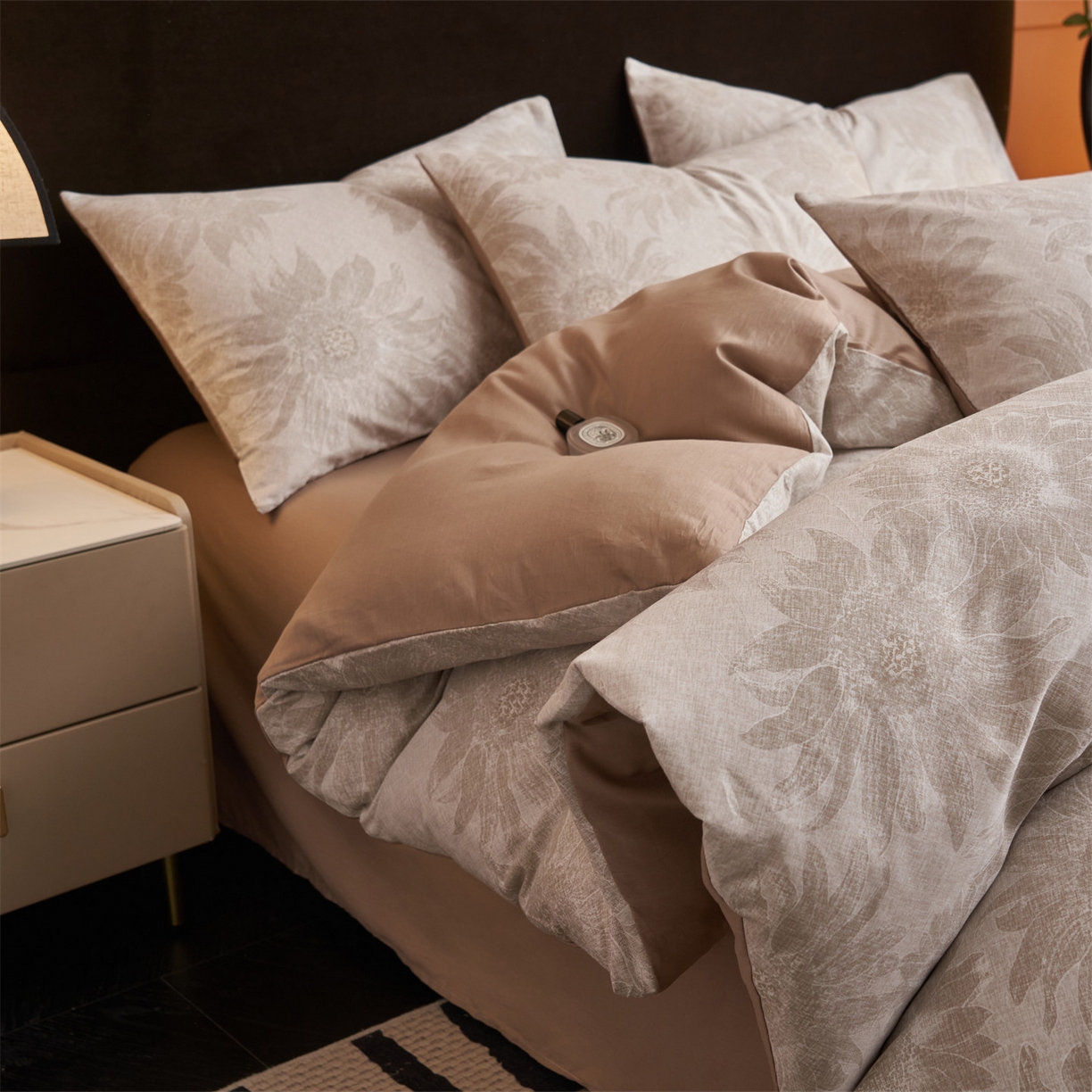 91家纺网 家纺一手货源 找家纺 恒爱家纺 2026新款全棉12868印花四件套 葵花恋