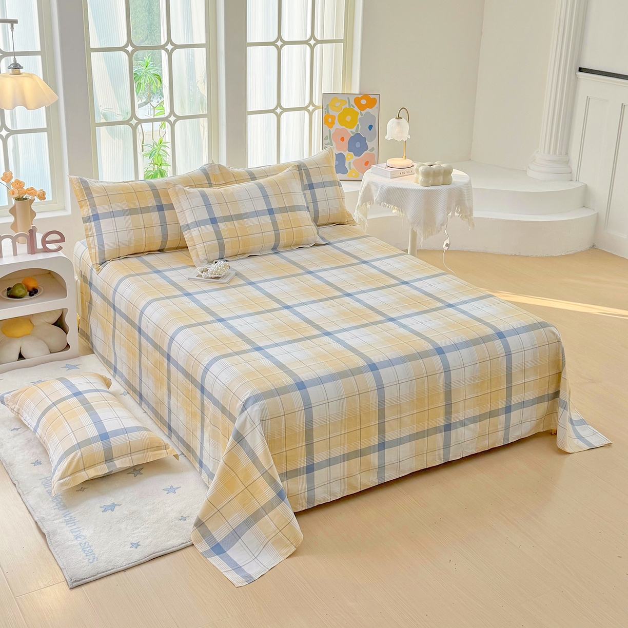 91家纺网 家纺一手货源 找家纺 安逸家纺 2026新款12868 全棉纯棉床单四件套学生宿舍纯棉床单款三件套 罗德里