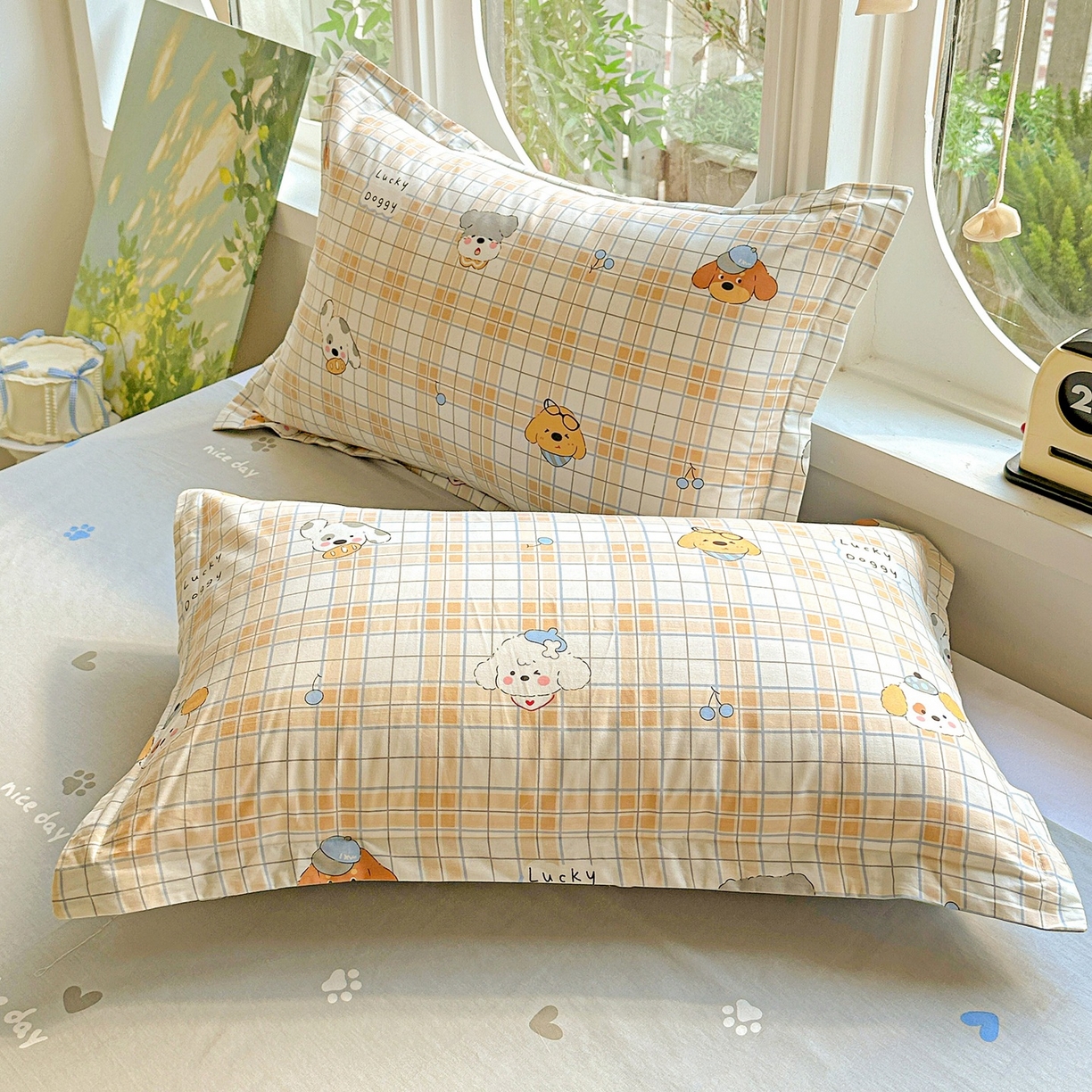 91家纺网 家纺一手货源 找家纺 恩泽家纺 2026春夏新款全棉纯棉12868印花四件套（提供买家秀，预留缩水率） 甜心汪·咖