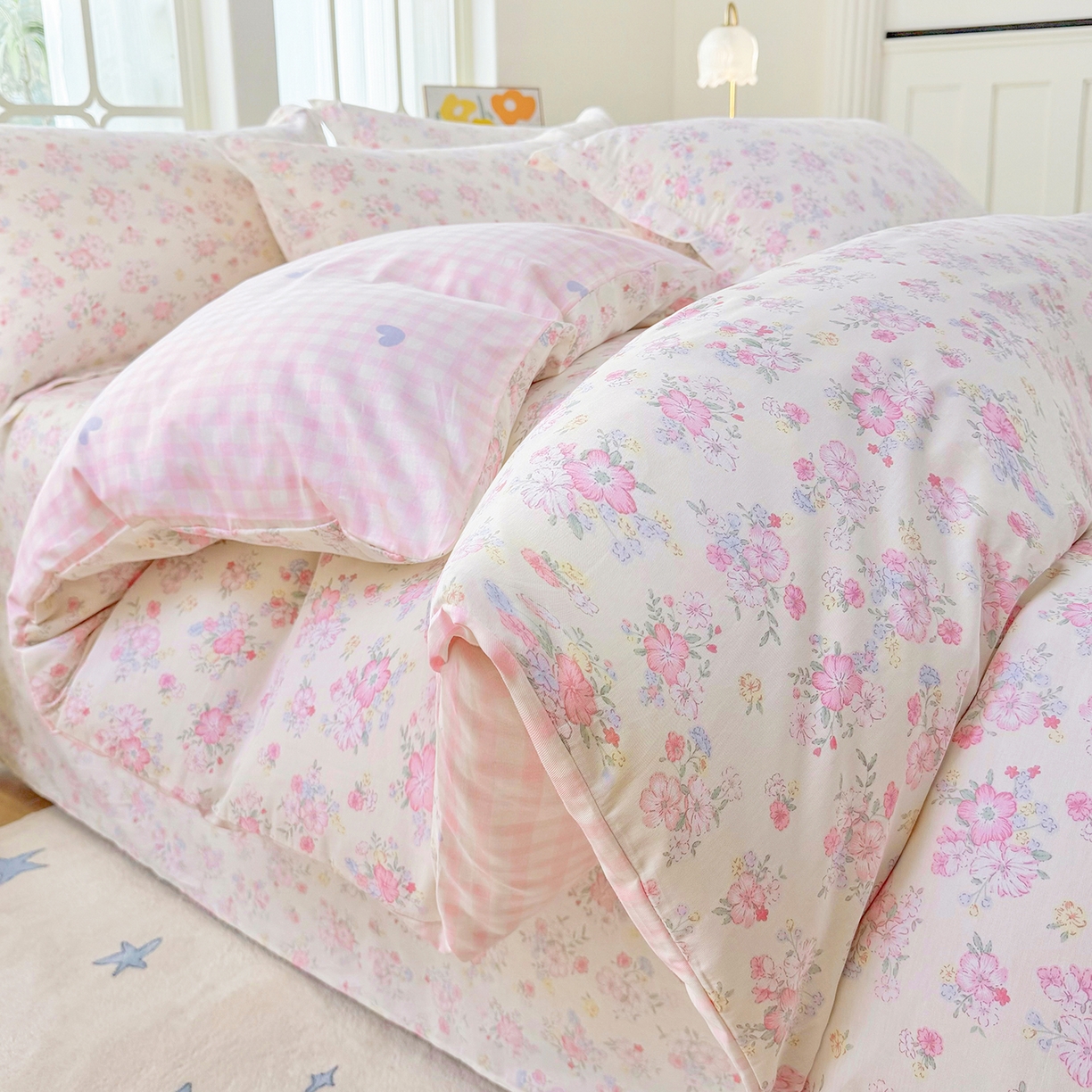 安逸家纺 2026新款12868 全棉纯棉床单四件套学生宿舍纯棉床单款三件套 洛琳粉