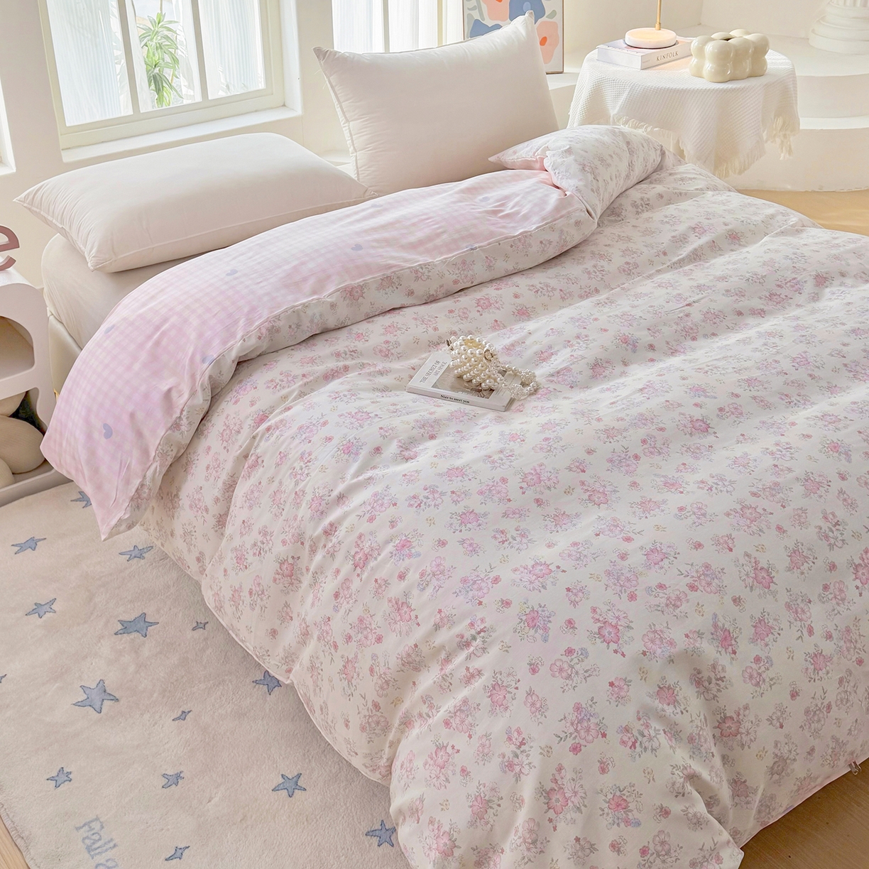 91家纺网 家纺一手货源 找家纺 安逸家纺 2026新款12868 全棉纯棉床单四件套学生宿舍纯棉床单款三件套 洛琳粉