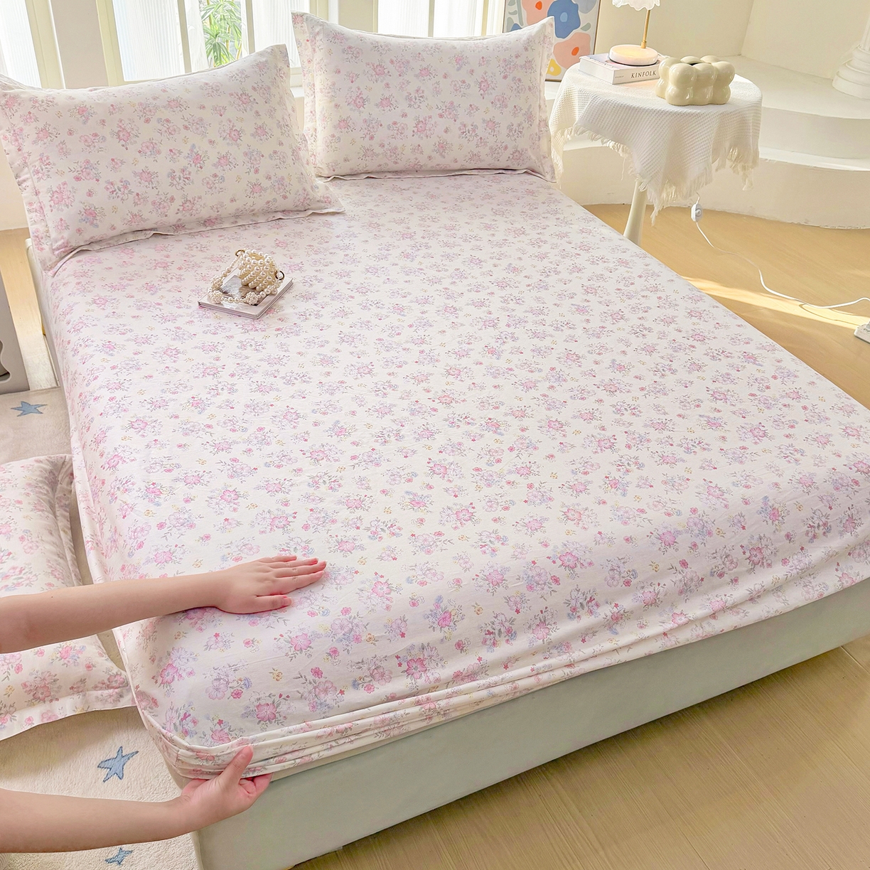 91家纺网 家纺一手货源 找家纺 安逸家纺 2026新款12868 全棉纯棉床单四件套学生宿舍纯棉床单款三件套 洛琳粉