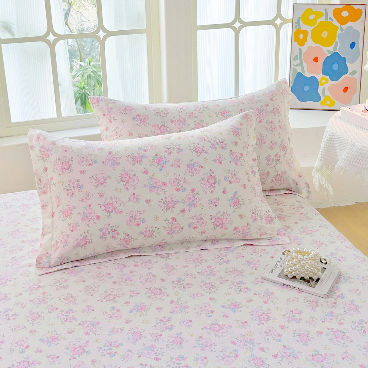 91家纺网 家纺一手货源 找家纺 安逸家纺 2026新款12868 全棉纯棉床单四件套学生宿舍纯棉床单款三件套 洛琳粉