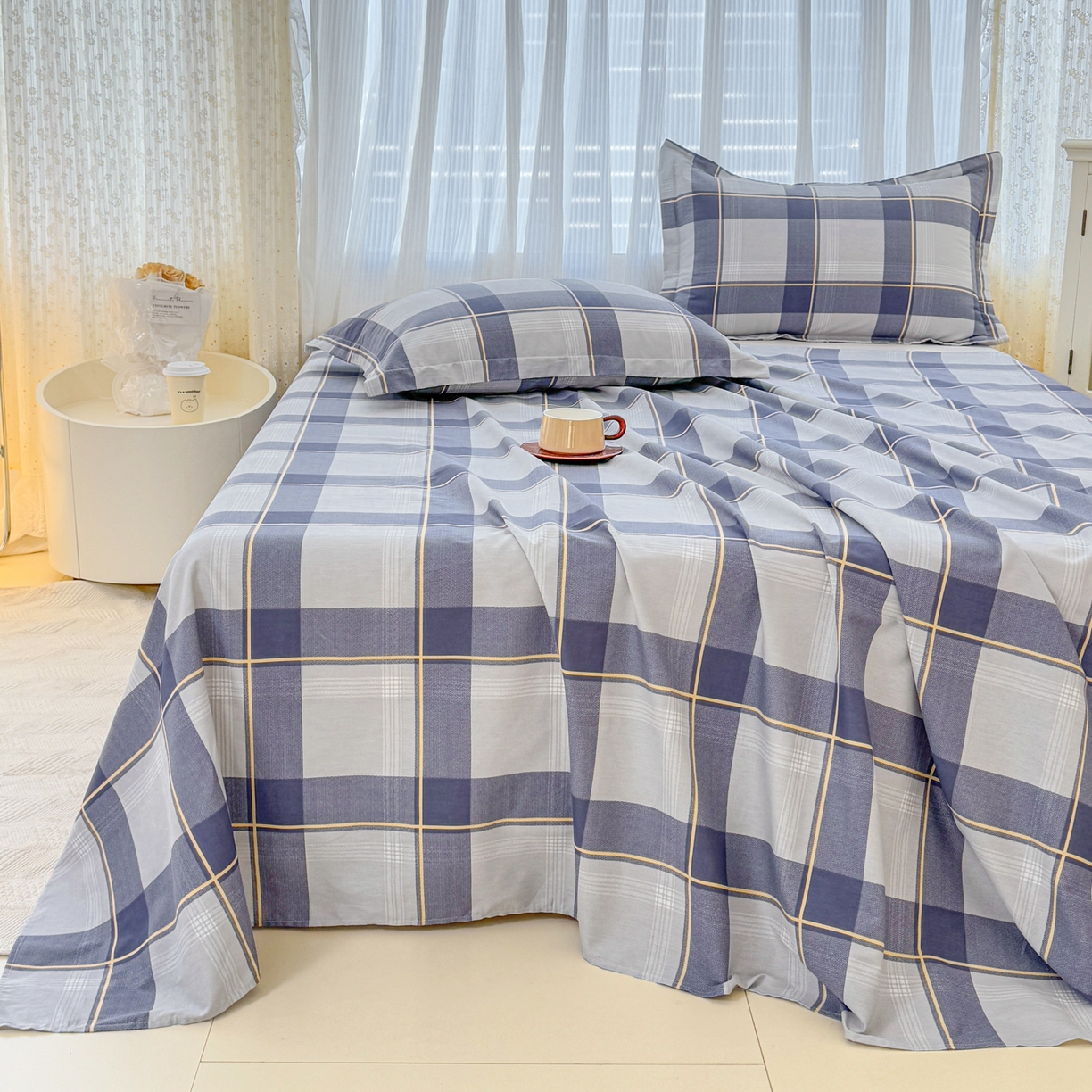 91家纺网 家纺一手货源 找家纺 安逸家纺 2026新款12868 全棉纯棉床单四件套学生宿舍纯棉床单款三件套 梦幻格