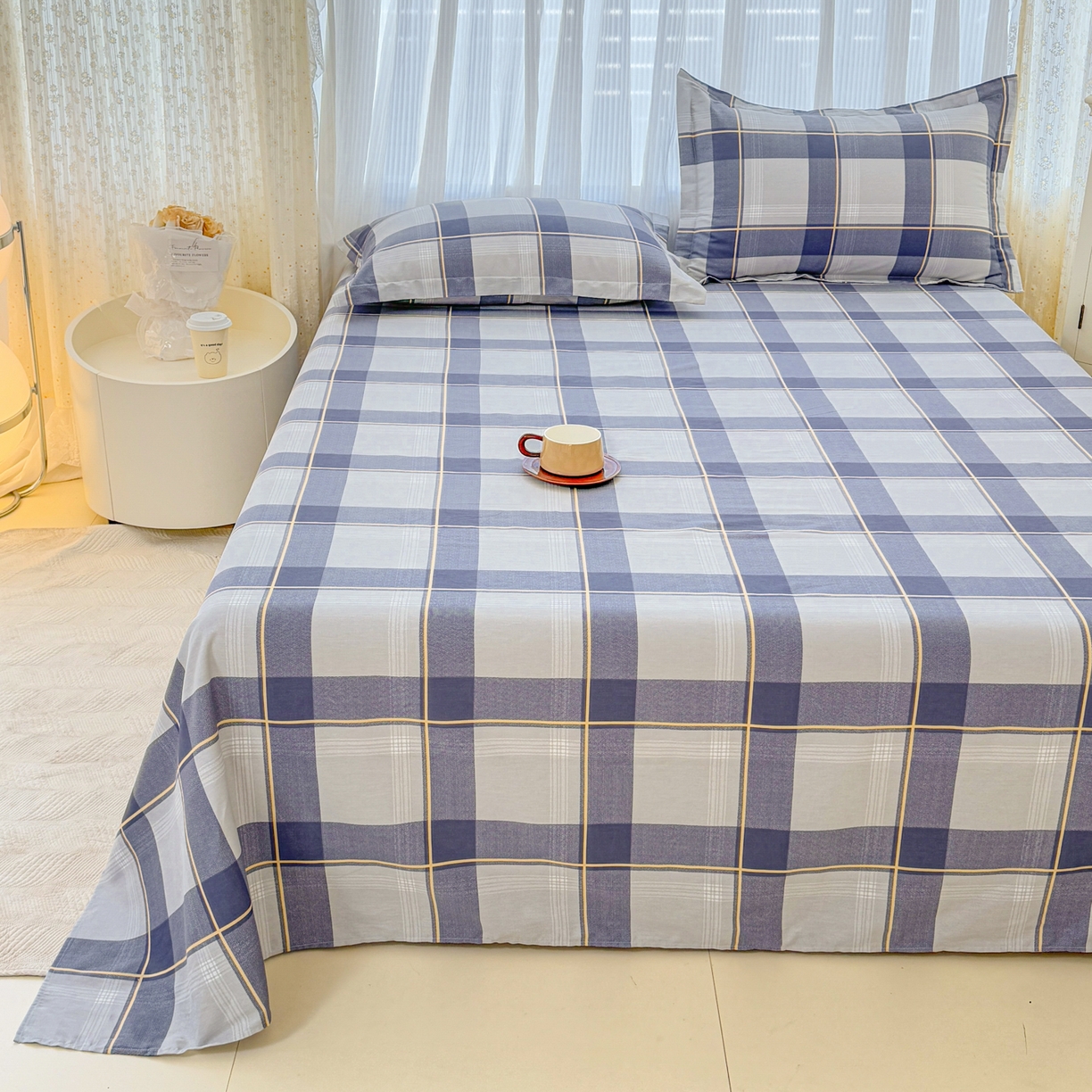 91家纺网 家纺一手货源 找家纺 安逸家纺 2026新款12868 全棉纯棉床单四件套学生宿舍纯棉床单款三件套 梦幻格