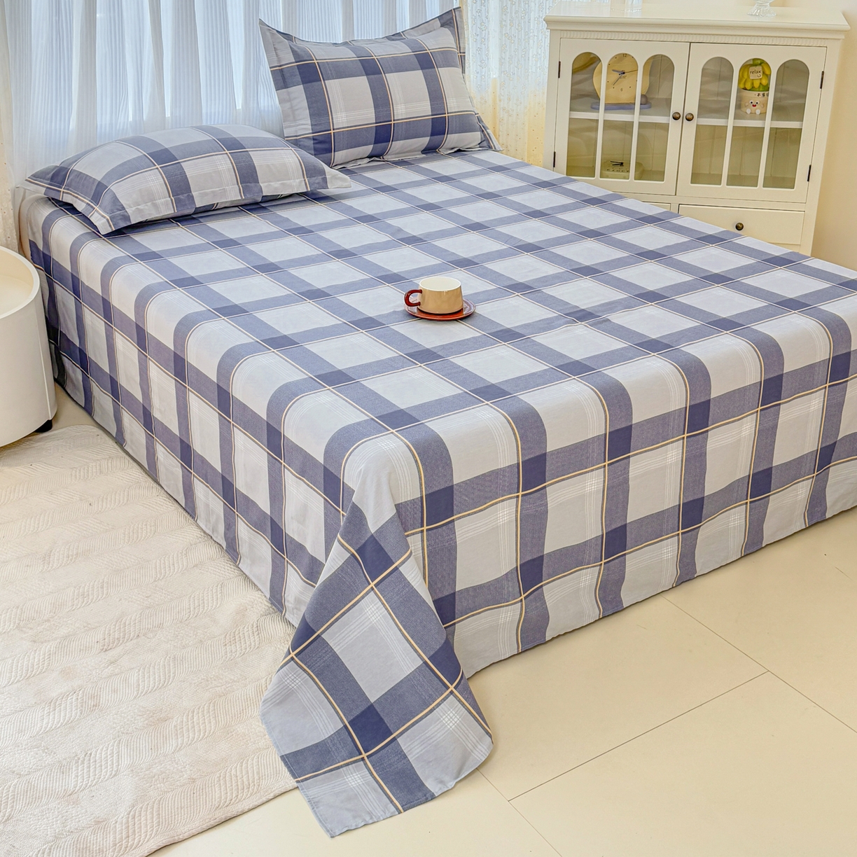 91家纺网 家纺一手货源 找家纺 安逸家纺 2026新款12868 全棉纯棉床单四件套学生宿舍纯棉床单款三件套 梦幻格