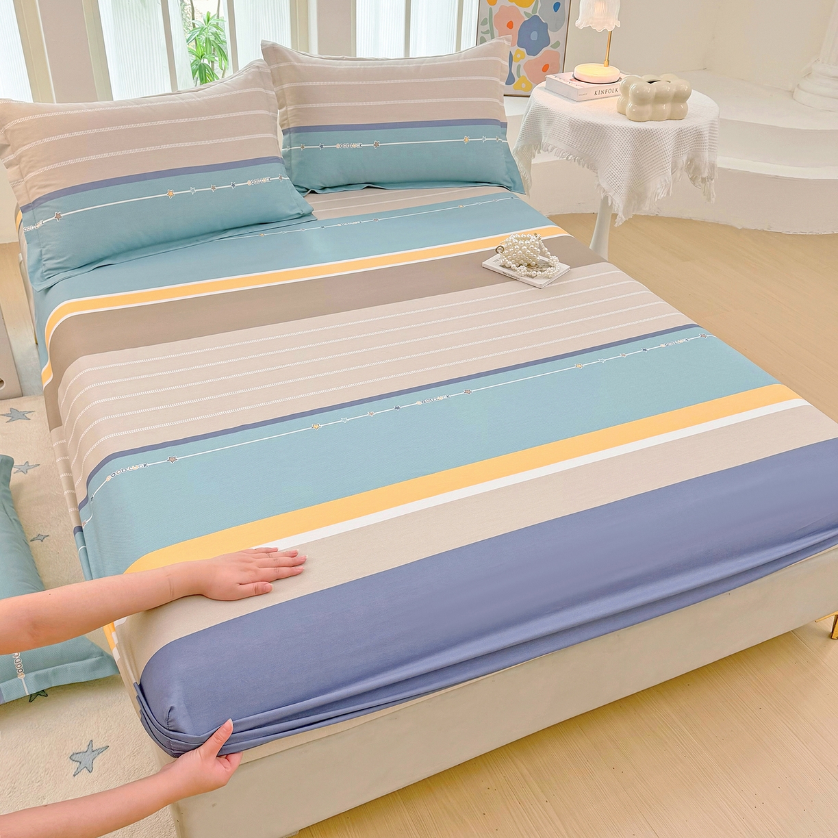 91家纺网 家纺一手货源 找家纺 安逸家纺 2026新款12868 全棉纯棉床单四件套学生宿舍纯棉床单款三件套 米兰印象