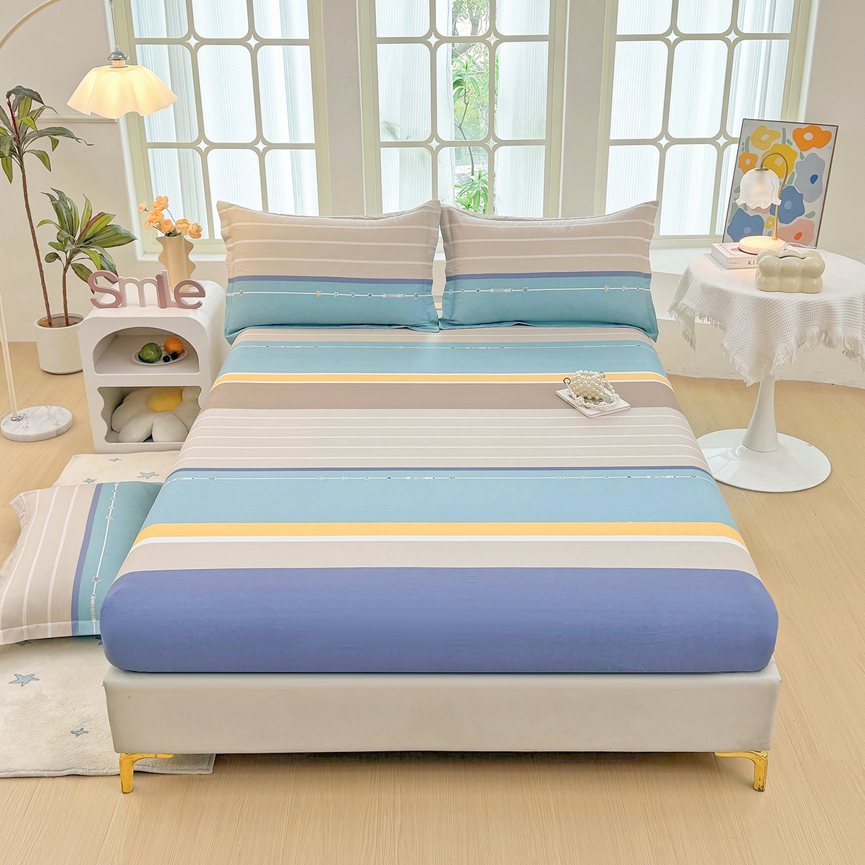 91家纺网 家纺一手货源 找家纺 安逸家纺 2026新款12868 全棉纯棉床单四件套学生宿舍纯棉床单款三件套 米兰印象