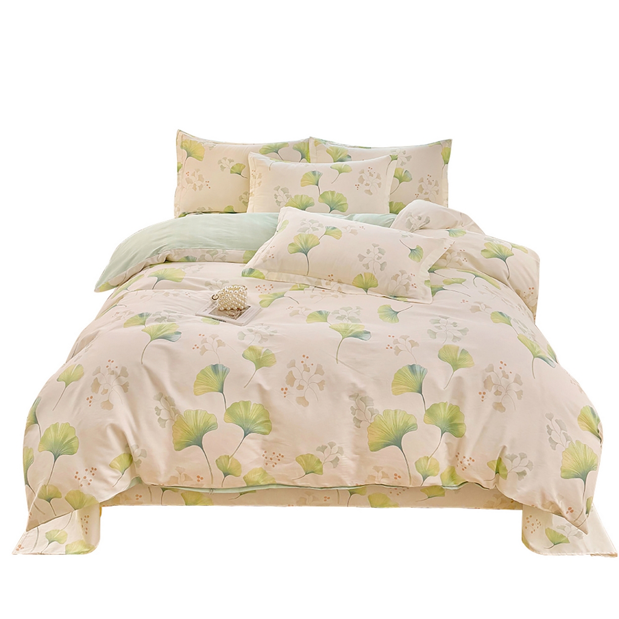 91家纺网 家纺一手货源 找家纺 安逸家纺 2026新款12868 全棉纯棉床单四件套学生宿舍纯棉床单款三件套 青绿银杏