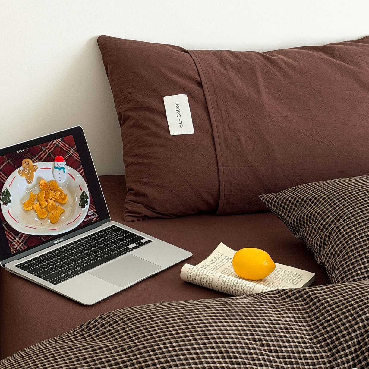 91家纺网 家纺一手货源 找家纺 欣宜家纺 2026春夏新款lns博主风全棉色织水洗棉四件套纯棉床品 黑格