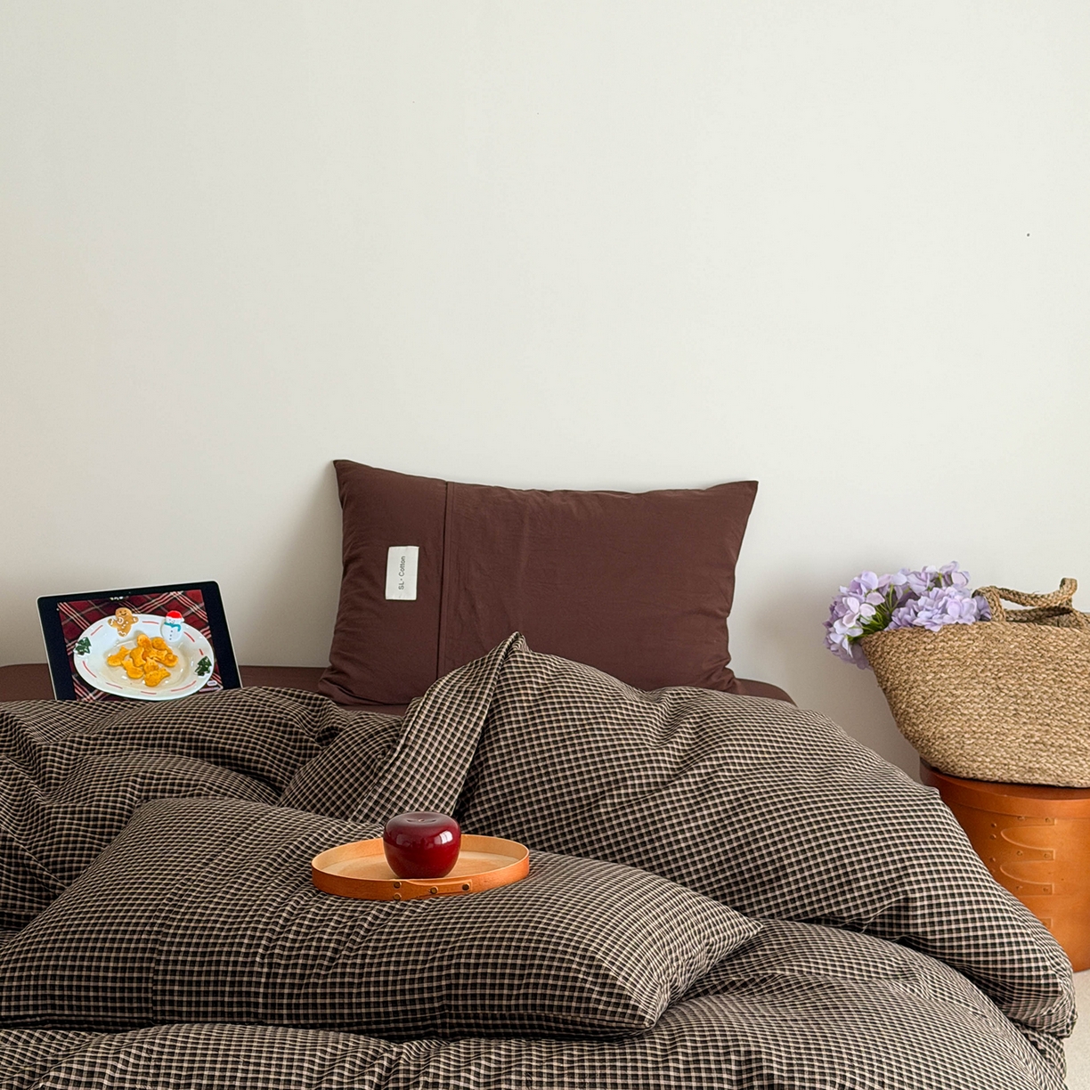 91家纺网 家纺一手货源 找家纺 欣宜家纺 2026春夏新款lns博主风全棉色织水洗棉四件套纯棉床品 黑格