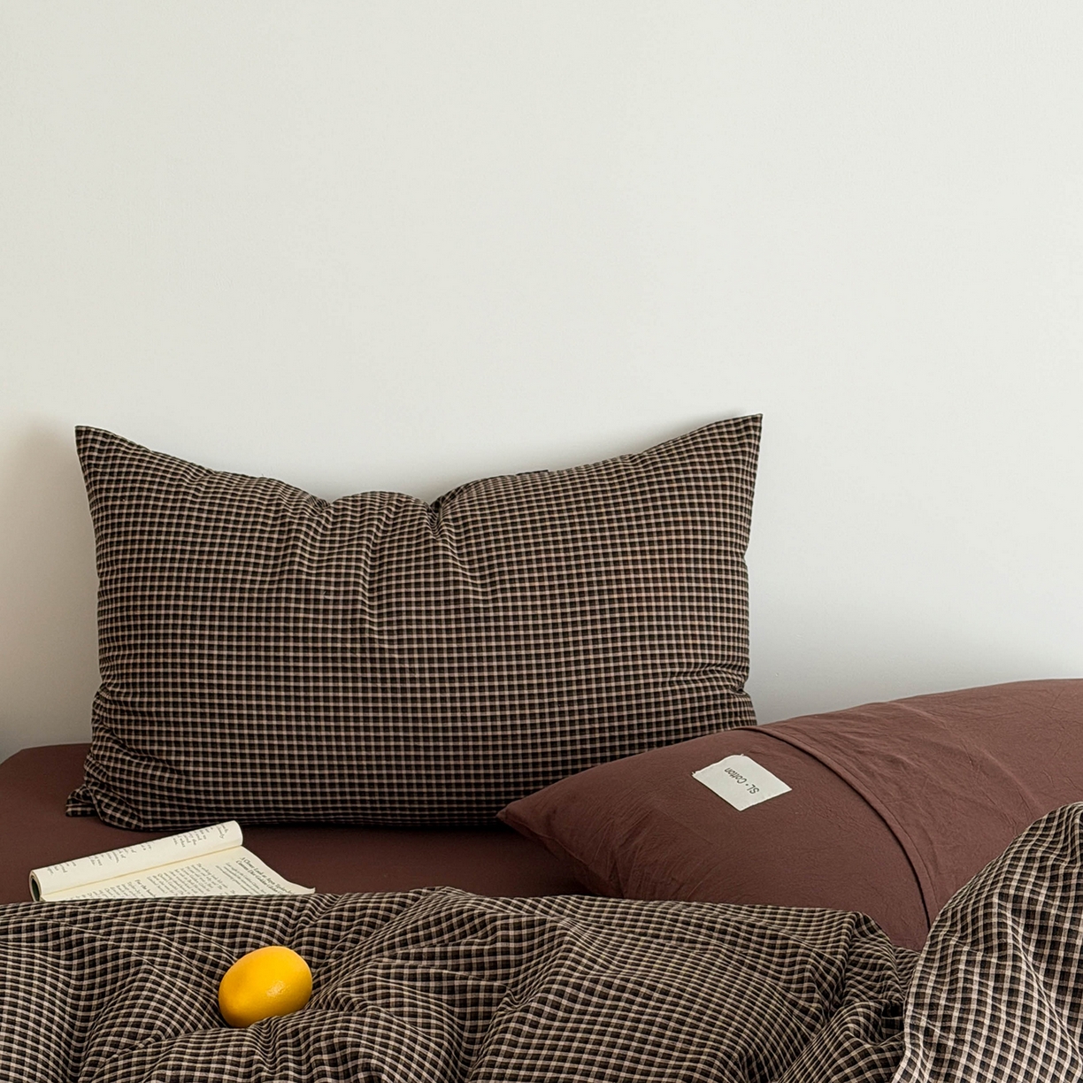 91家纺网 家纺一手货源 找家纺 欣宜家纺 2026春夏新款lns博主风全棉色织水洗棉四件套纯棉床品 黑格