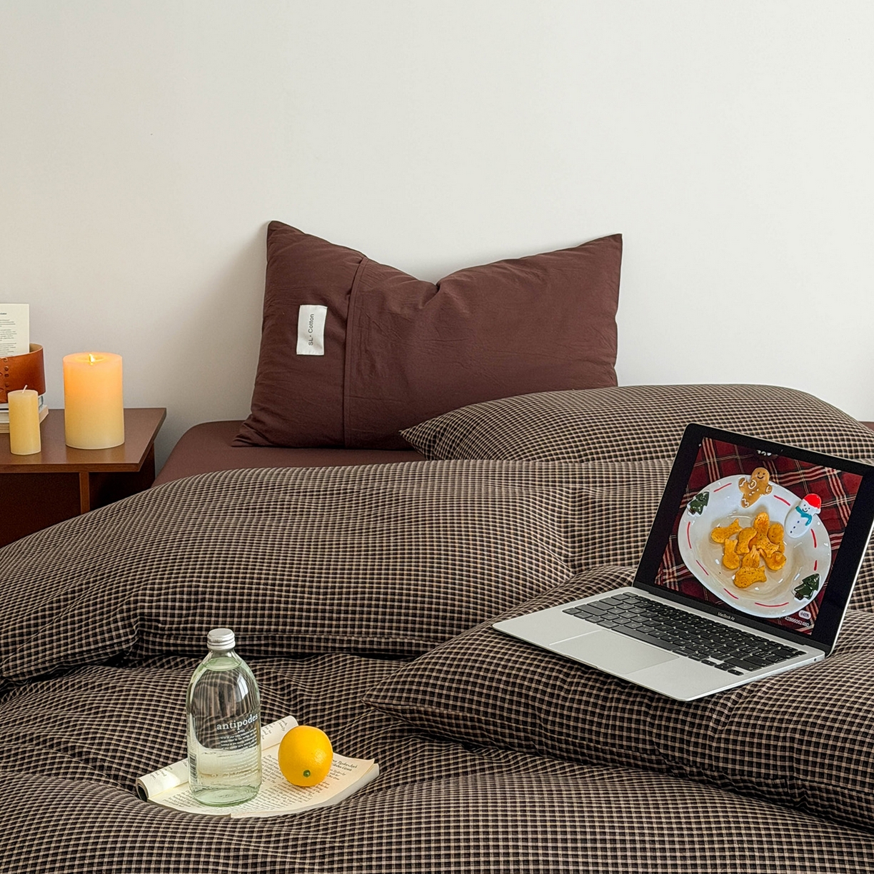 91家纺网 家纺一手货源 找家纺 欣宜家纺 2026春夏新款lns博主风全棉色织水洗棉四件套纯棉床品 黑格