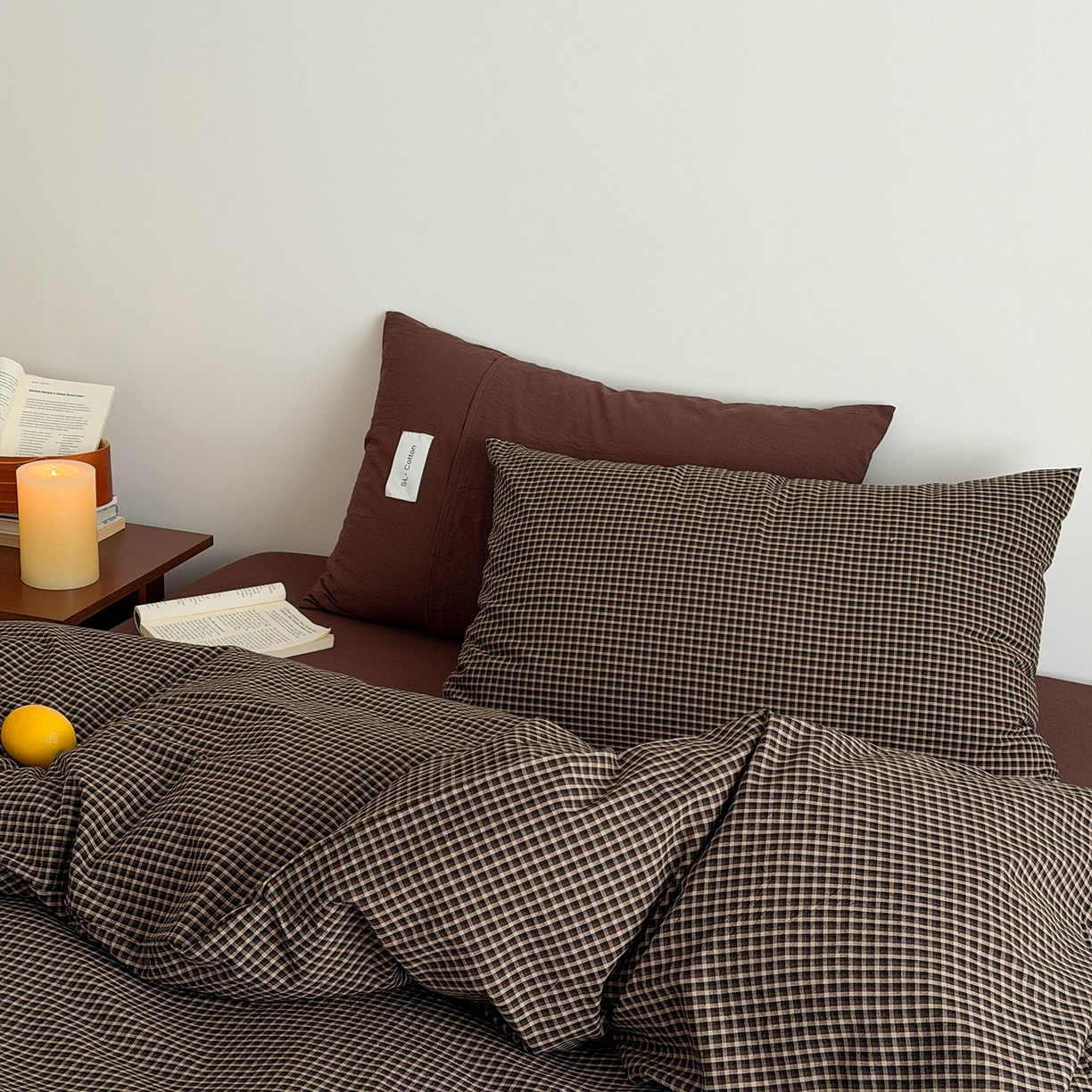 91家纺网 家纺一手货源 找家纺 欣宜家纺 2026春夏新款lns博主风全棉色织水洗棉四件套纯棉床品 黑格