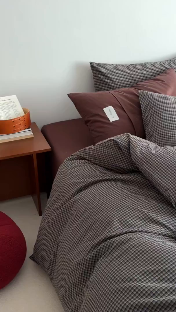 91家纺网 家纺一手货源 找家纺 欣宜家纺 2026春夏新款lns博主风全棉色织水洗棉四件套纯棉床品 黑格