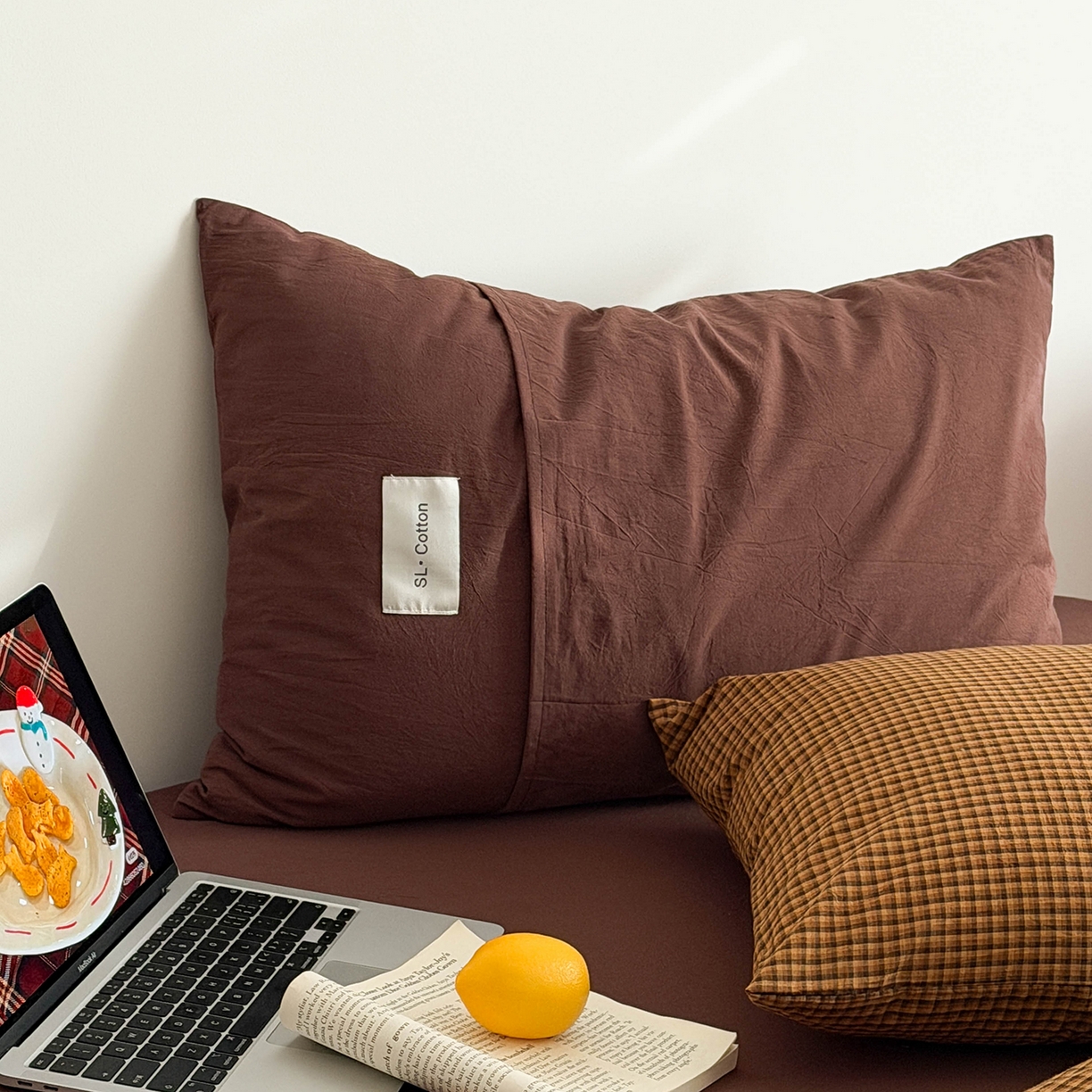 91家纺网 家纺一手货源 找家纺 欣宜家纺 2026春夏新款lns博主风全棉色织水洗棉四件套纯棉床品 黄格