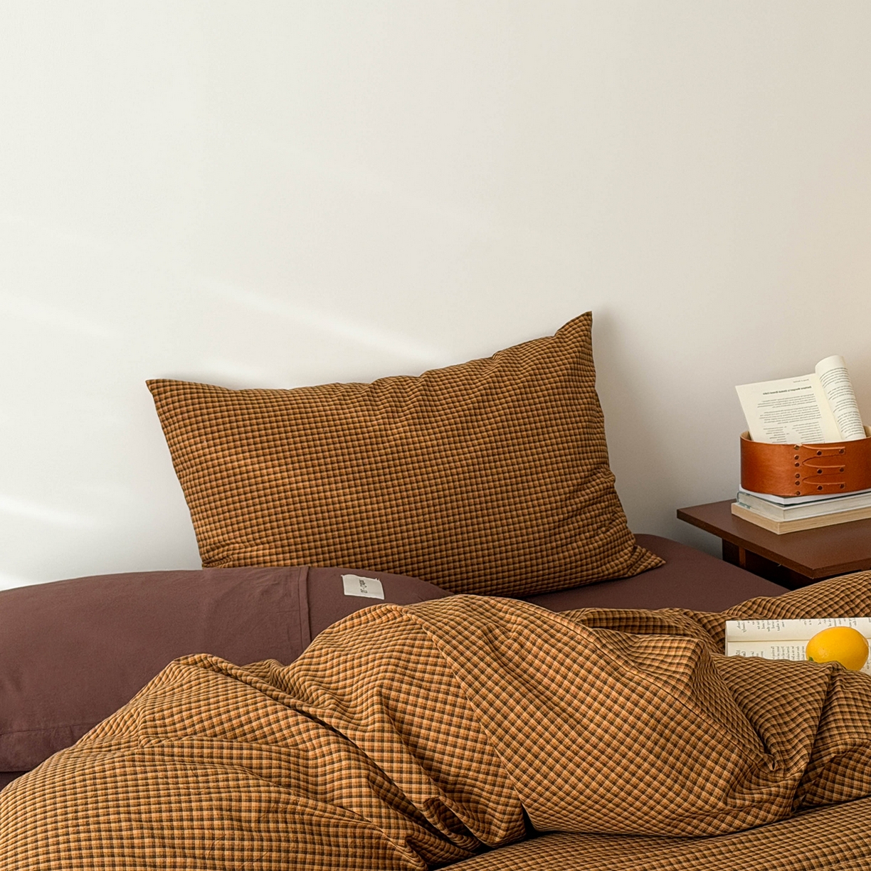 91家纺网 家纺一手货源 找家纺 欣宜家纺 2026春夏新款lns博主风全棉色织水洗棉四件套纯棉床品 黄格