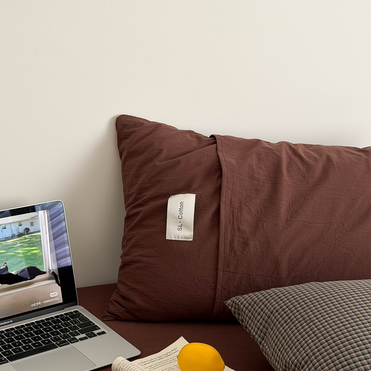 91家纺网 家纺一手货源 找家纺 欣宜家纺 2026春夏新款lns博主风全棉色织水洗棉四件套纯棉床品 蓝格