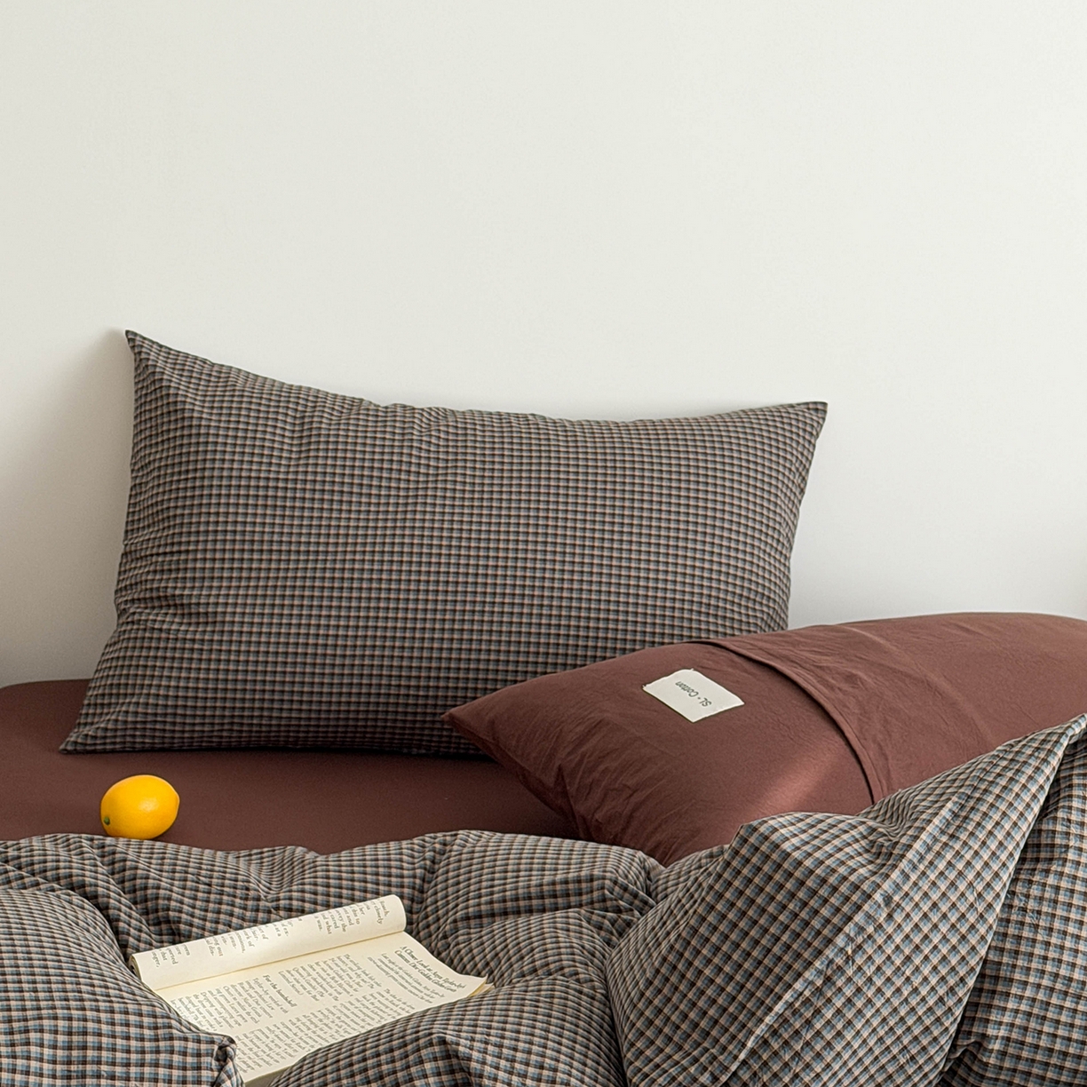 91家纺网 家纺一手货源 找家纺 欣宜家纺 2026春夏新款lns博主风全棉色织水洗棉四件套纯棉床品 蓝格