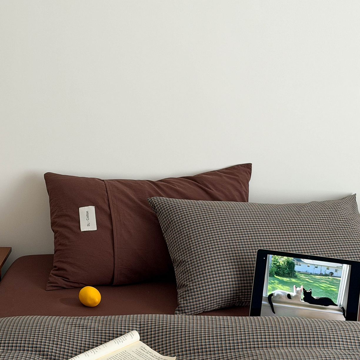 91家纺网 家纺一手货源 找家纺 欣宜家纺 2026春夏新款lns博主风全棉色织水洗棉四件套纯棉床品 蓝格