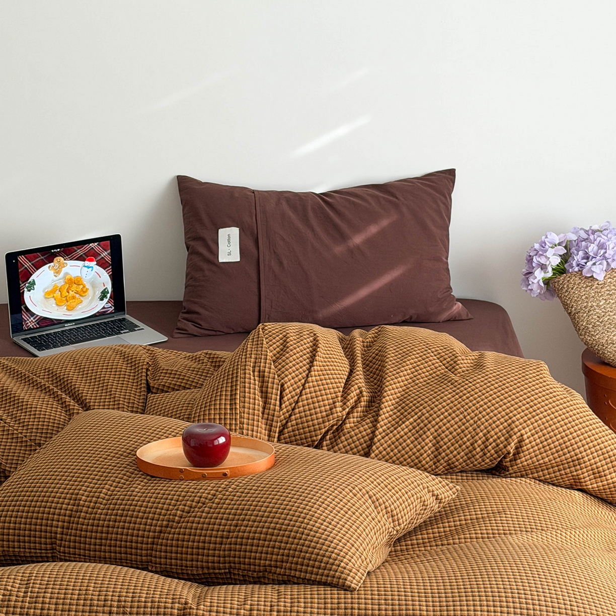 91家纺网 家纺一手货源 找家纺 欣宜家纺 2026春夏新款lns博主风全棉色织水洗棉四件套纯棉床品 黄格