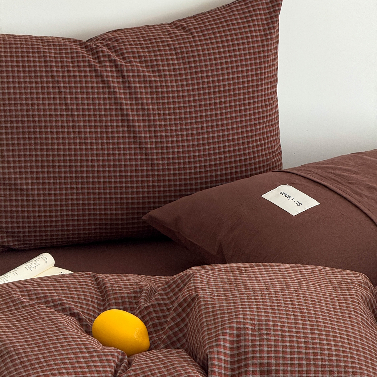 91家纺网 家纺一手货源 找家纺 欣宜家纺 2026春夏新款lns博主风全棉色织水洗棉四件套纯棉床品 红格