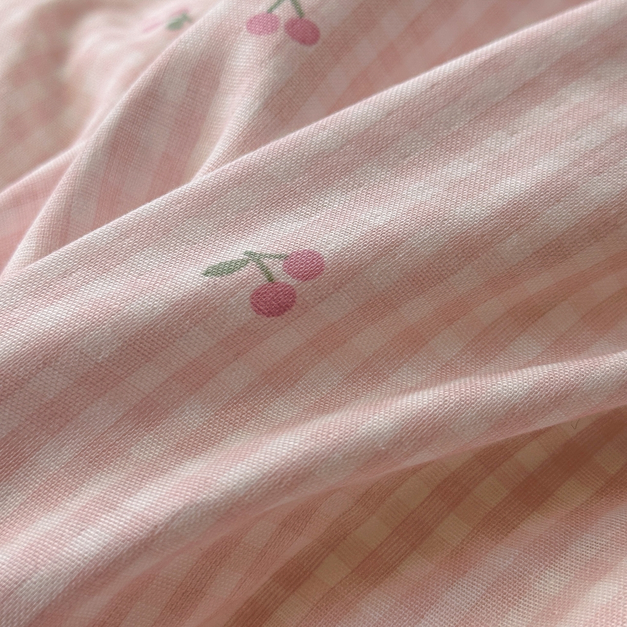 91家纺网 家纺一手货源 找家纺 锦彩家居 2026新款A类全棉纯棉韩式花边款小清新双层纱四件套-半糖主义系列 （提供买家秀） 奶油樱桃