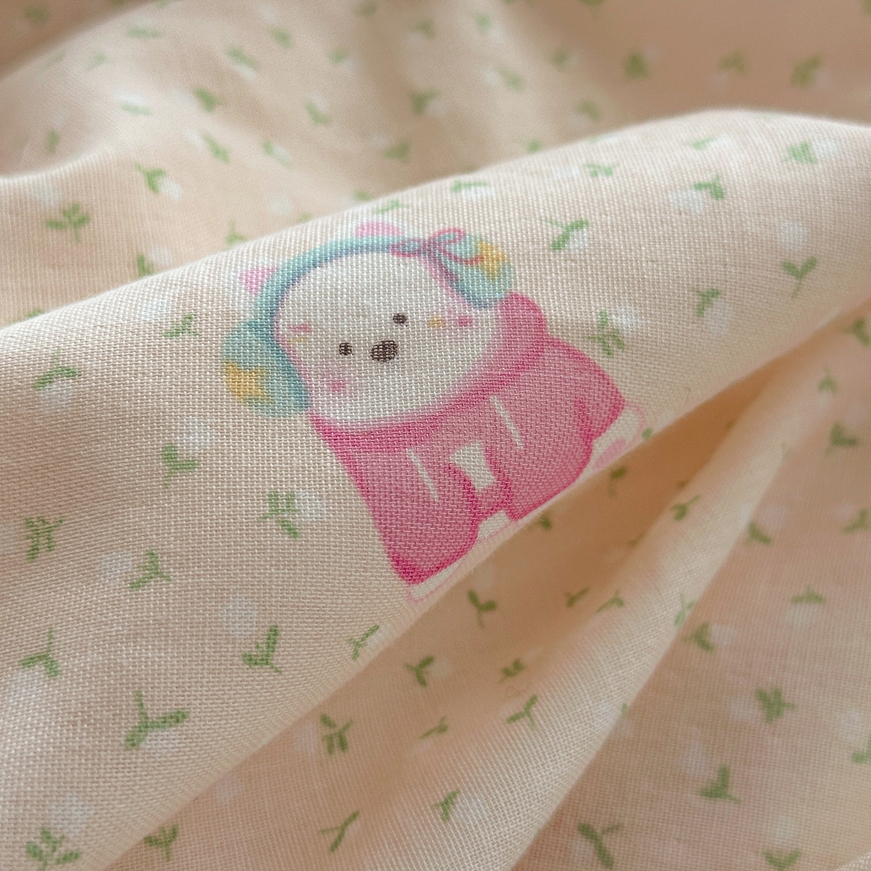 91家纺网 家纺一手货源 找家纺 锦彩家居 2026新款A类全棉纯棉韩式花边款小清新双层纱四件套-半糖主义系列 （提供买家秀） 淘气泡泡