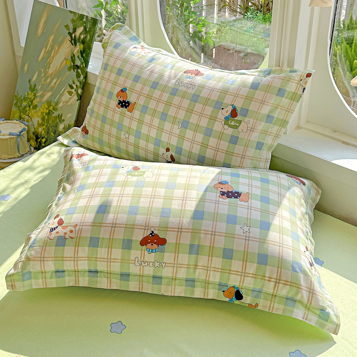 91家纺网 家纺一手货源 找家纺 恩泽家纺 2026春夏新款全棉纯棉12868印花四件套（提供买家秀，预留缩水率） 小狗乐乐