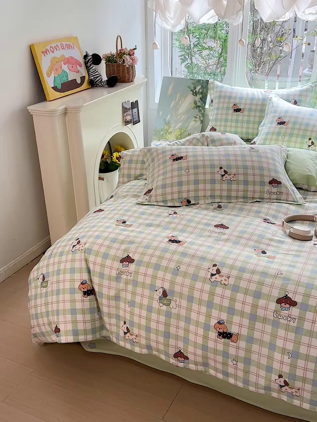 91家纺网 家纺一手货源 找家纺 恩泽家纺 2026春夏新款全棉纯棉12868印花四件套（提供买家秀，预留缩水率） 小狗乐乐