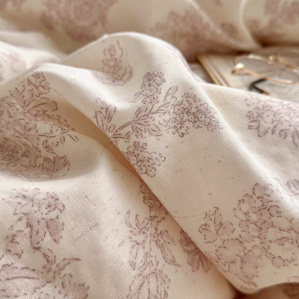 91家纺网 家纺一手货源 找家纺 锦彩家居 2026新款A类全棉纯棉法式花边款小碎花双层纱四件套-蔷薇公主（提供买家秀） 微醺漫漫