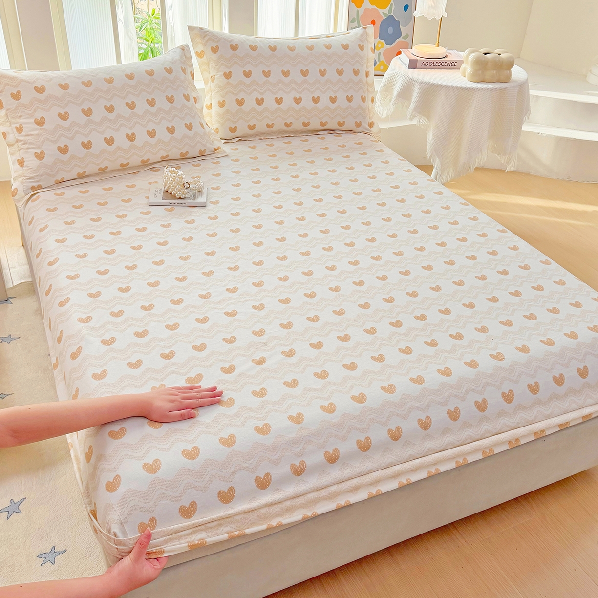 91家纺网 家纺一手货源 找家纺 安逸家纺 2026新款12868 全棉纯棉床单四件套学生宿舍纯棉床单款三件套 心动旋律