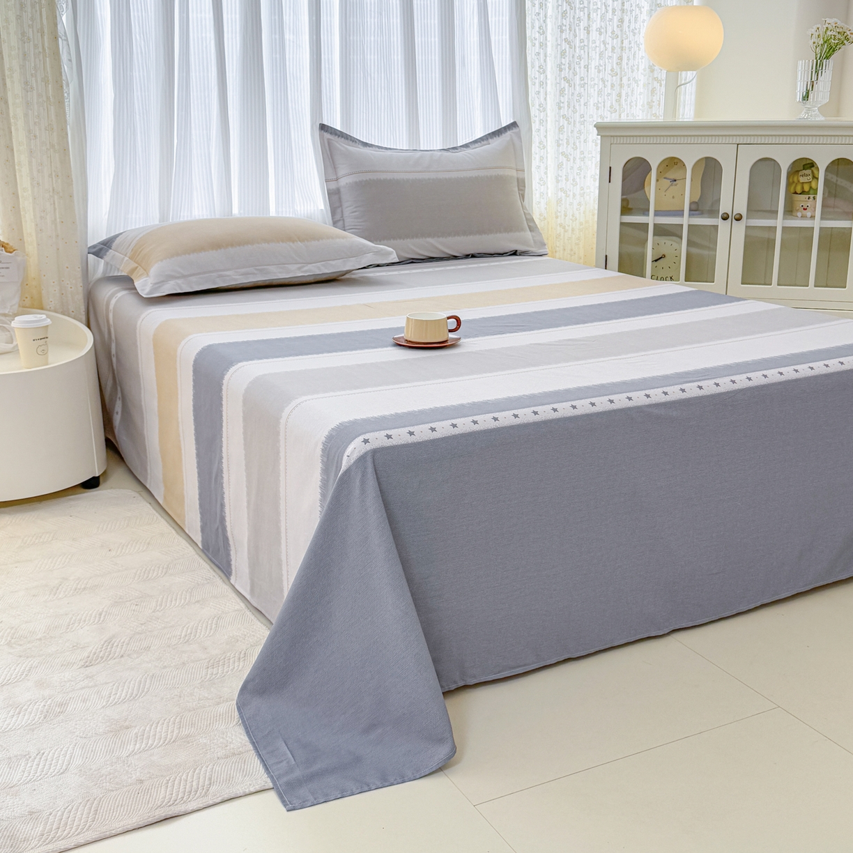 91家纺网 家纺一手货源 找家纺 安逸家纺 2026新款12868 全棉纯棉床单四件套学生宿舍纯棉床单款三件套 星辰大海