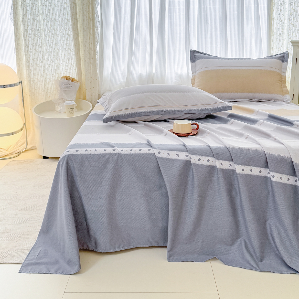 91家纺网 家纺一手货源 找家纺 安逸家纺 2026新款12868 全棉纯棉床单四件套学生宿舍纯棉床单款三件套 星辰大海